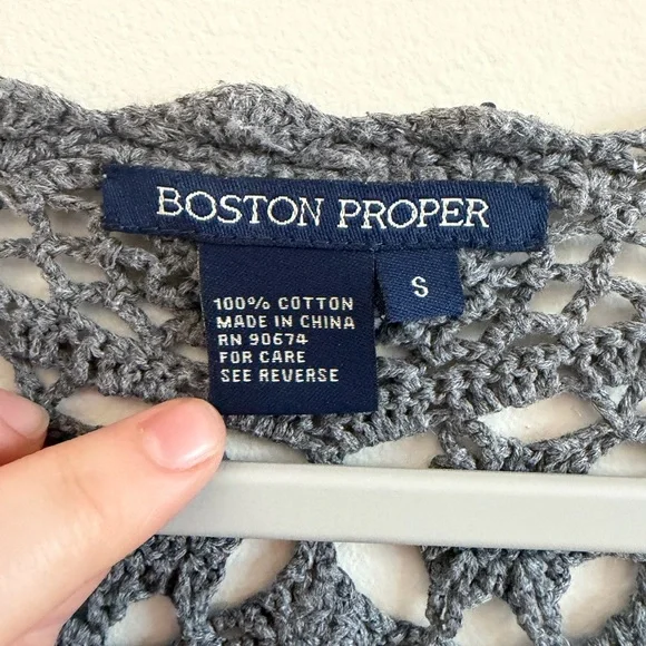 Boston Proper Blue/Gray Sequin Crochet Longline Cardigan (S) Fairy Grunge FLAWS - Picture 11 of 17